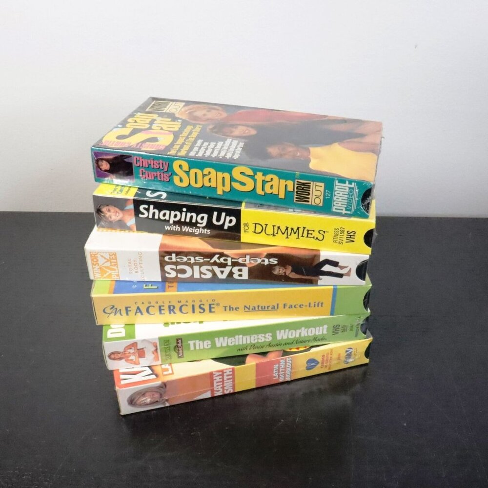New Sealed 6pc Vintage 90s 00s Fitness Workout VHS Tapes - Winsor-Smith-Curtis
